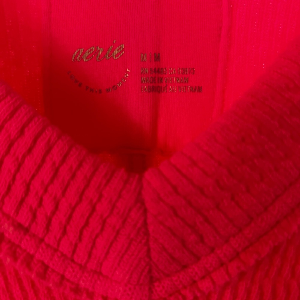 Aerie Bold Neon Pink Ribbed Sweater, aerie pullover, loungewear, sweatshirt - Picture 4 of 4